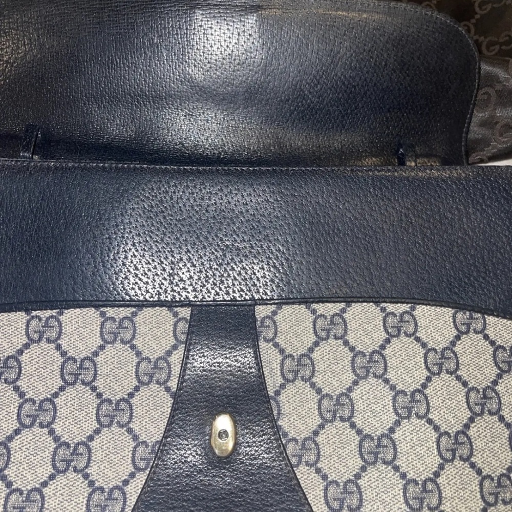 Vintage Gucci GG Monogram Navy-blue Clutch Purse W/ Dust Bag - Picture 6 of 9